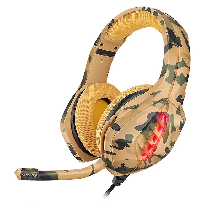 

Hot selling camouflage gaming headset 3.5mm and USB suitable for PS4 and X BOX games RGB wired headphones with microphone