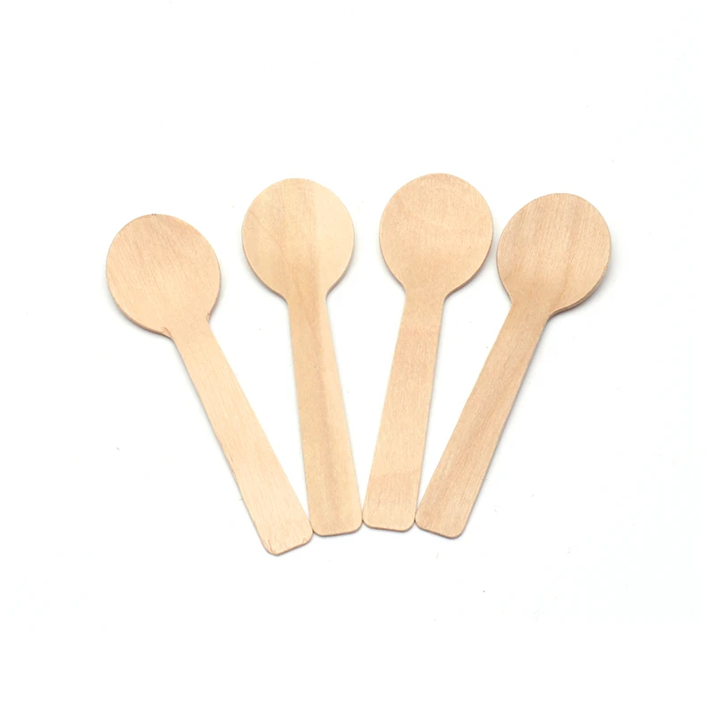 Hot Selling Disposable Party Tableware Ice Cream Spoon Fork Set Bamboo