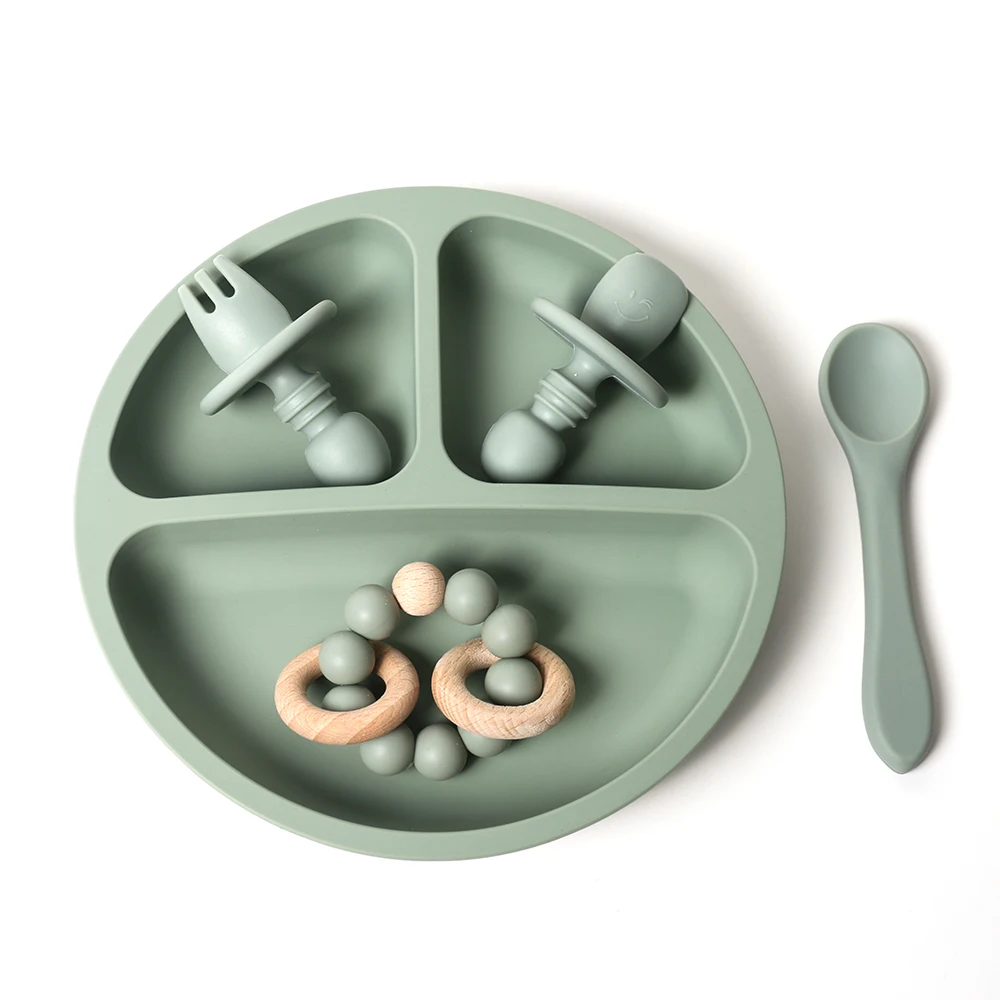 

Eco friencly suction kids cutlery toddler plate silicone dinner dinnerware dishes set for babies, Sage, clay, apricot, mustard, ether, dark grey etc