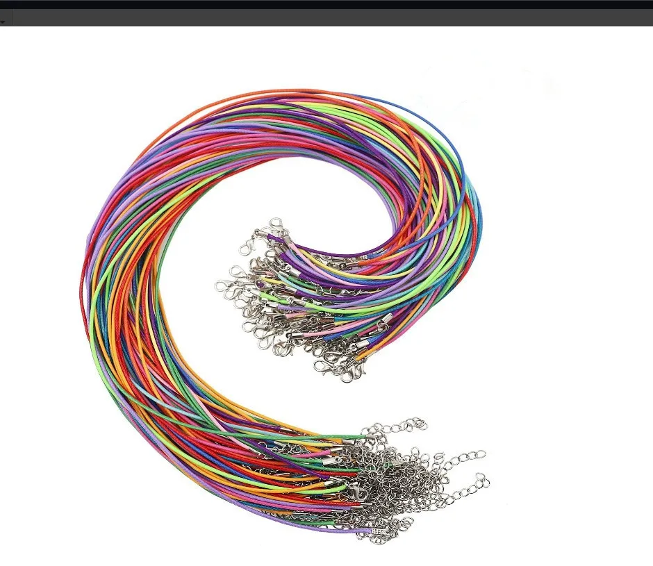 

Necklace Cord Bulk Colored  2.0mm Waxed cord Chain with Lobster Claw Clasp for Pendants Jewelry Making