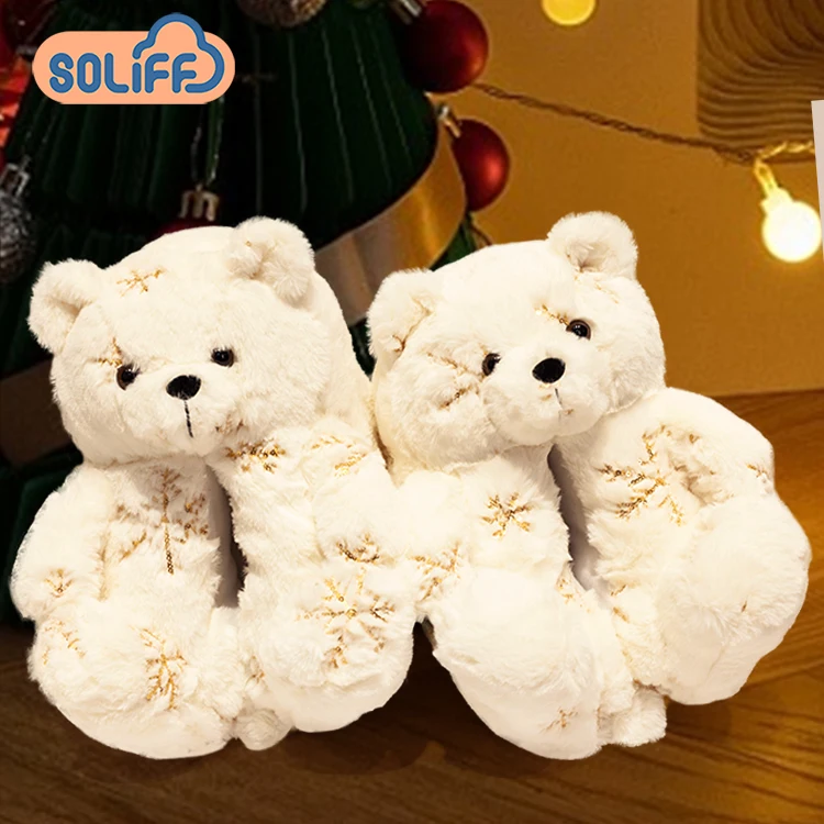 

Christmas Cheap Women teddy bear slippers plush christmas slippers teddy bear Slippers