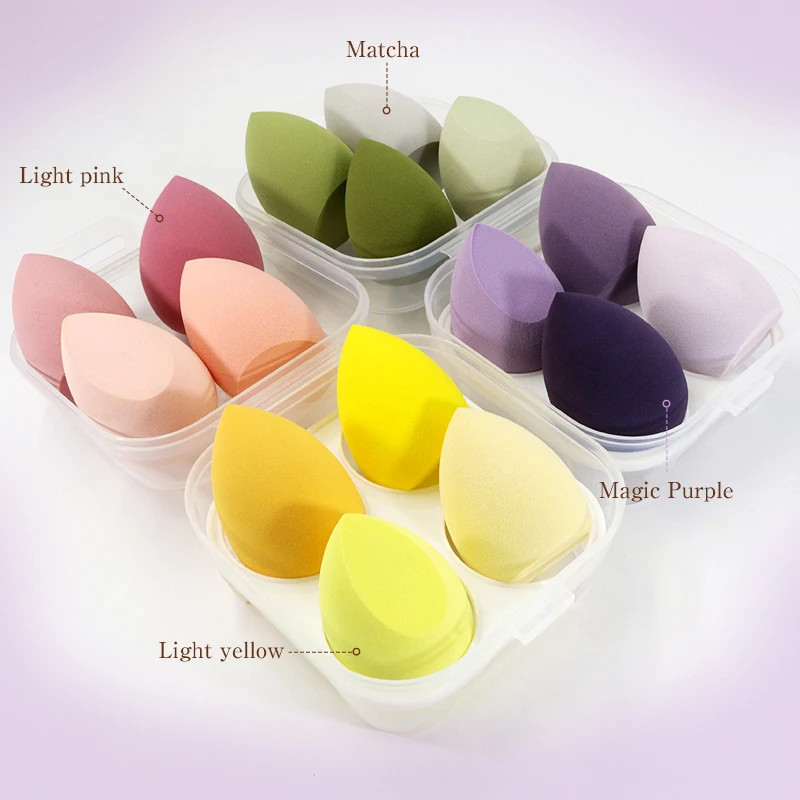 

4PC Soft Facial Face Sponge Blender Foundation Puff Powder Smooth Beauty Egg Makeup Beauty Tool custom Makeup Powder Puff set, Customized color