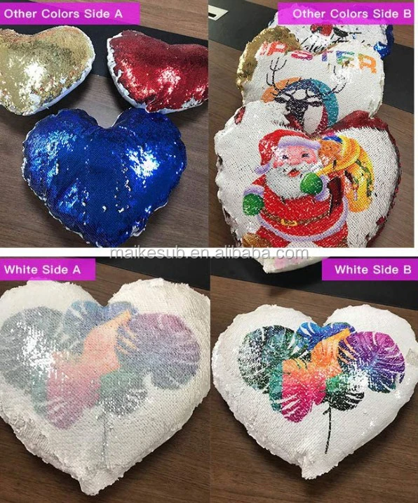 Maikesub Sublimation Blank Magic Sequin Pillow Case Heart Shaped Case