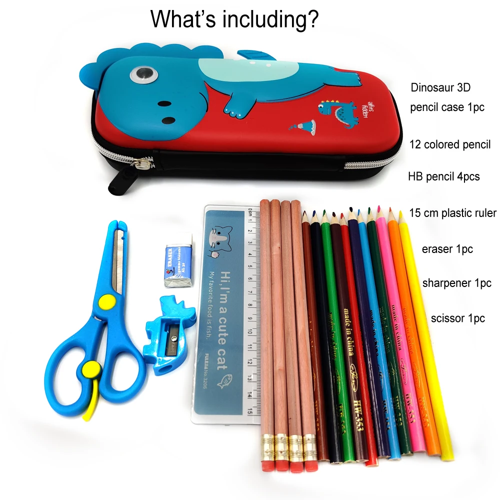 
3D Pencil Case Dinosaur Essential Kids Supplies 2020 Back To School Stationery Set 