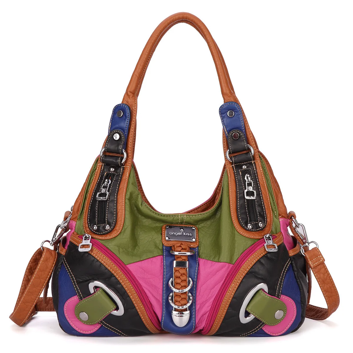 

Angel Kiss Brand tote handbags New Arrival Women Patchwork Handbag Multi Color Combination Shoulder Bag