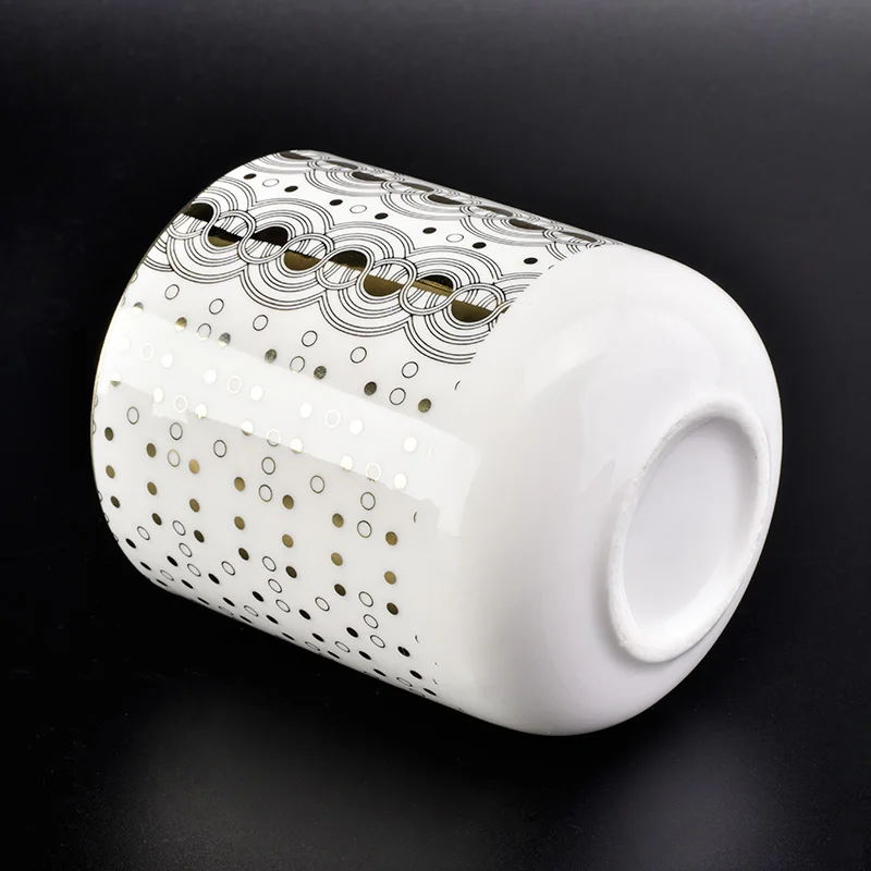 Wholesale Ceramic Candle Holder Wave Dots Pattern Metallic Designs Home Decoration
