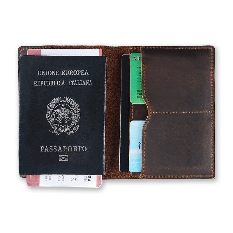 

Custom Cowhide Leather Slim Passport Cover Holder Boarding Card Travel Wallet Fashion Air Tickets Passport, Coffee,brown,black,red,blue and green