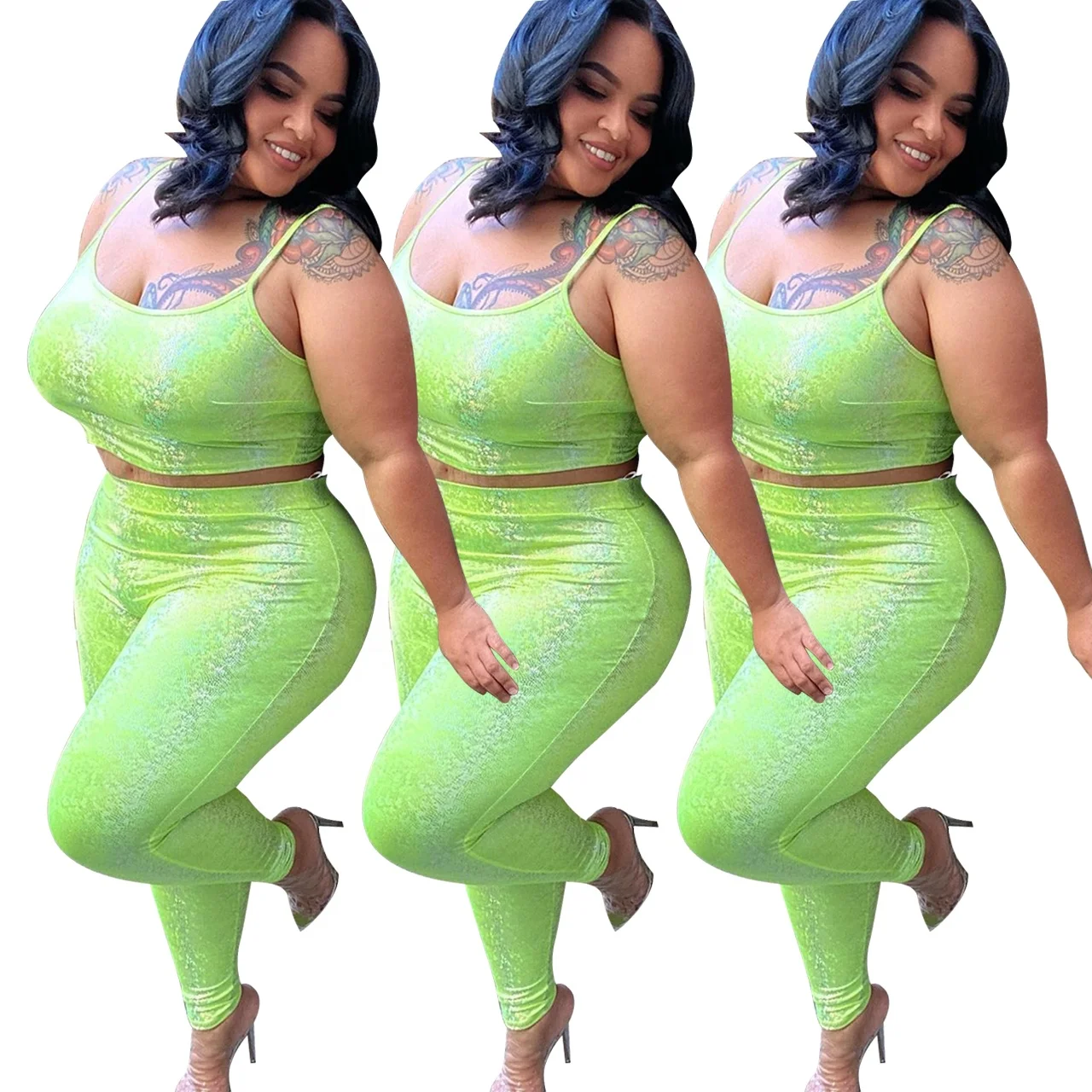 

Jogger Long Sleeve Pants Plus Size Sequin Short Oversize Tshirt Plus Size Women Two Pice Legging Set, Picture