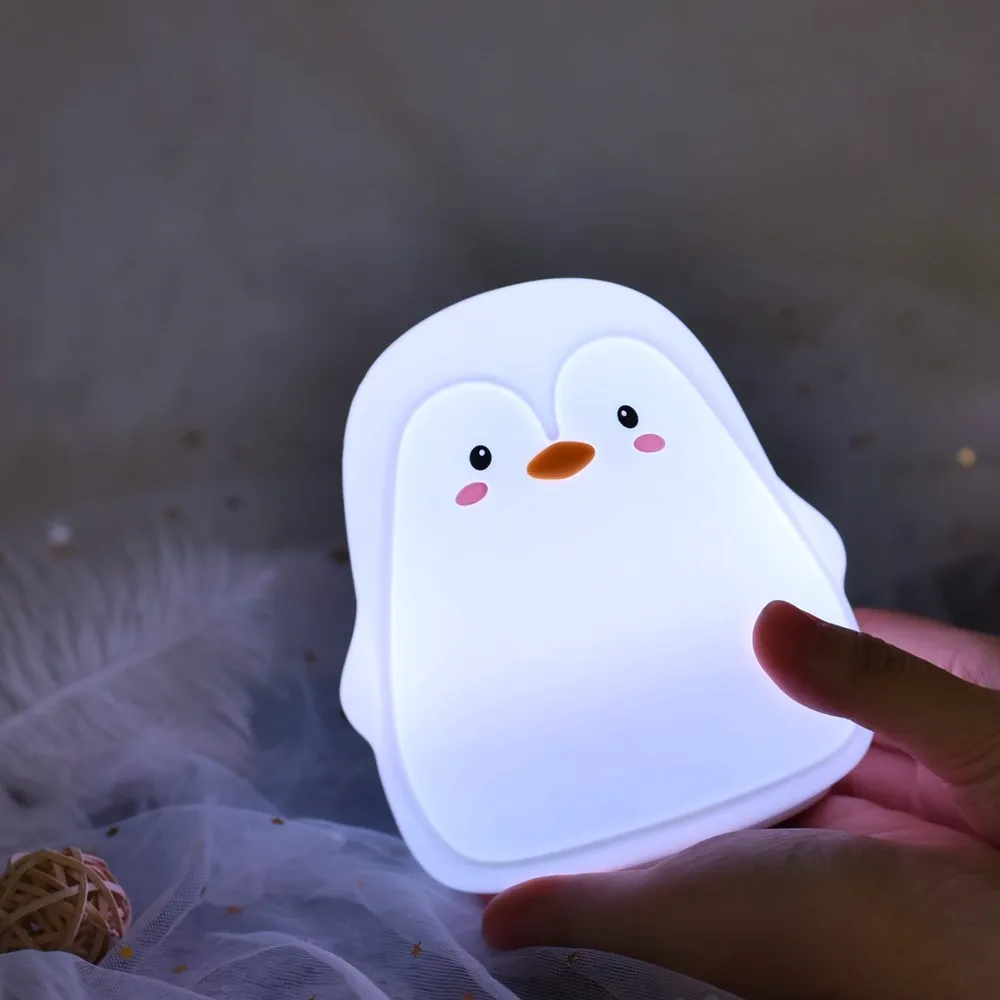 Penguin LED USB Animal Night Light Silicone Soft Warm Light Breathing LED Night Light