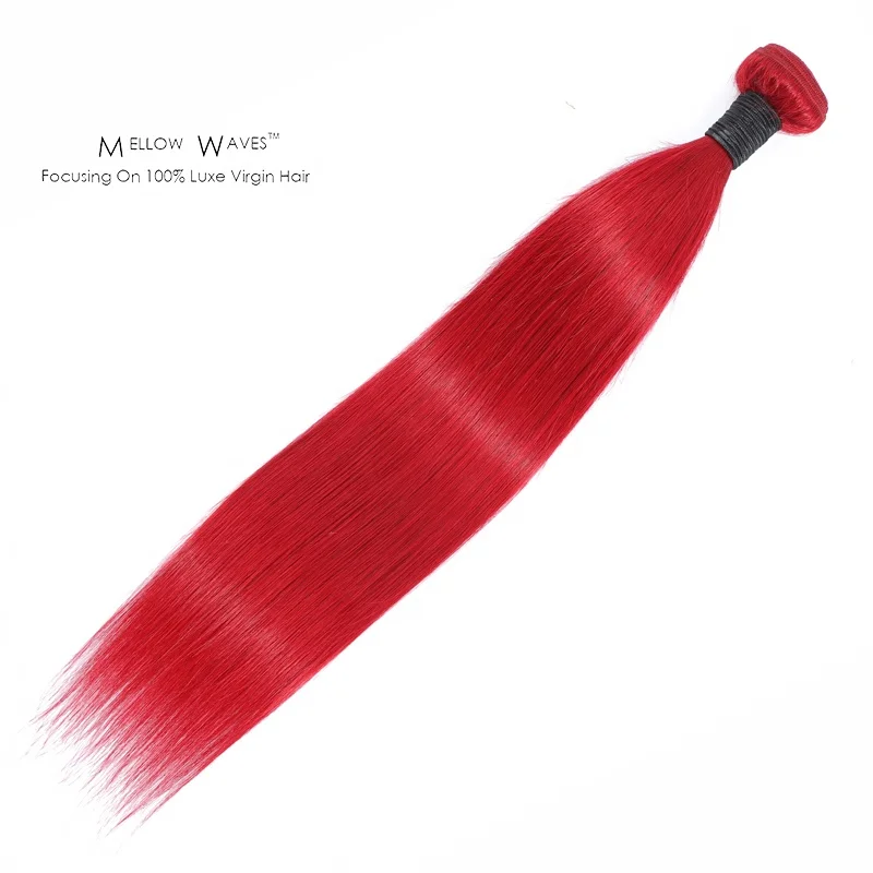

Mellow Waves high quality Burgundy Human Hair Bundles 100% Virgin Hair Silky Straight Hair Weaves for black women