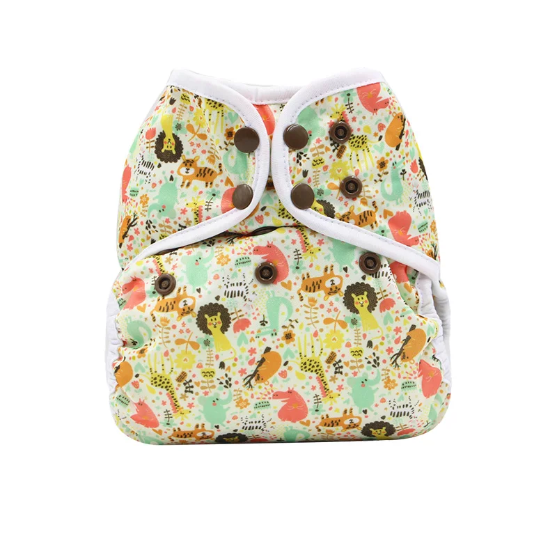 

YIFASHIONBABY Double Gussets Colorful Print Reusable Diaper Baby Nappy Covers 6-35pounds