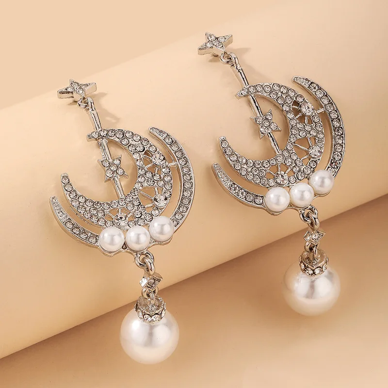

fashion trendy crystal moon earrings dangle