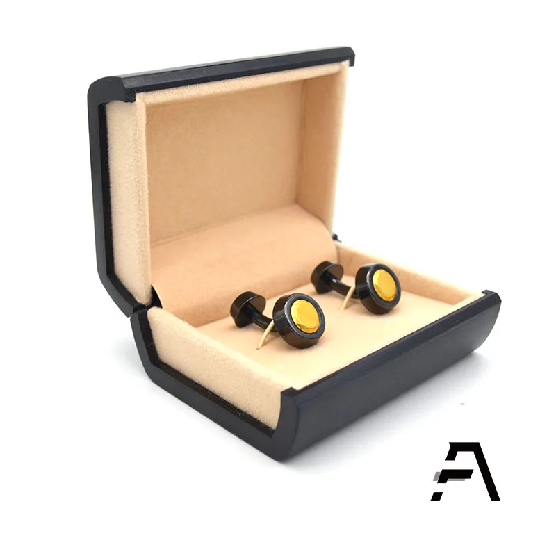 

Luxury Black Custom Logo Cufflinks Jewelry Gift Box, Black,brown