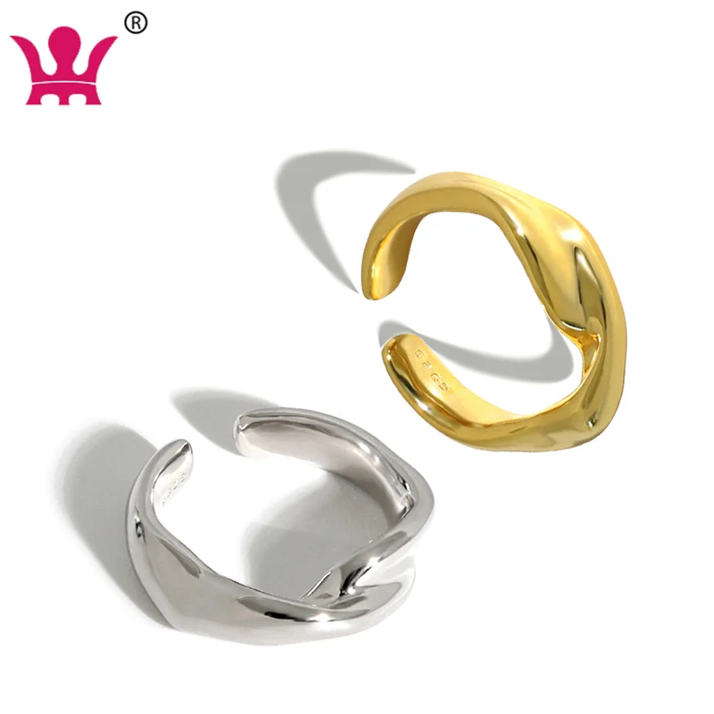

S925 sterling silver Jewelry niche design minimalist wild twist polishing open ring for women