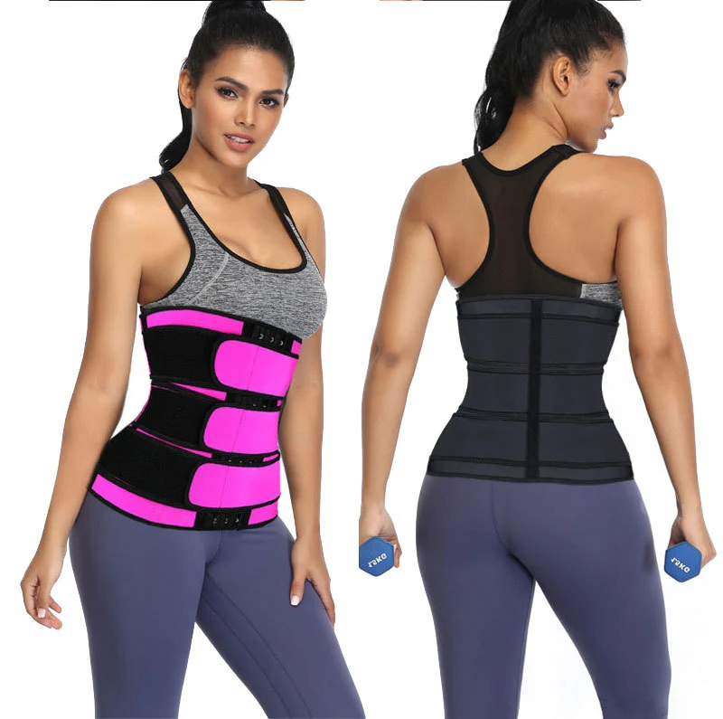 

JSMANA 2021 wholesale neoprene exercise compression triple strap waist trainer corset belt women shapewear with 3 hook rows, Customized colors or choose our ten colorways