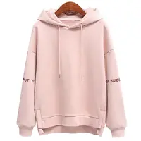 

Custom logo embroidery pink vintage classic pullover hoodie women lady