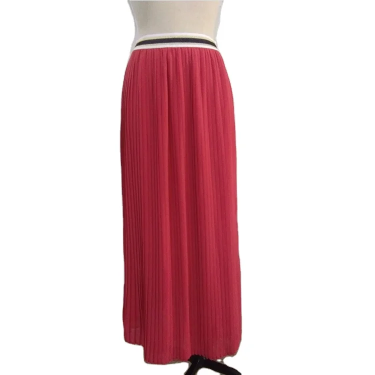 

Summer Women Clothing Polyester Fabric High Waist Fashion Casual Permanent Pleat Skirt Stock, Customized color