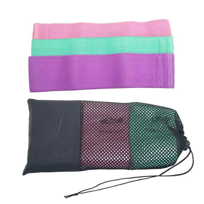 

Women Fabric Elastic Exercise 3 Packs Hip Resistance Band, Green, pink, purple