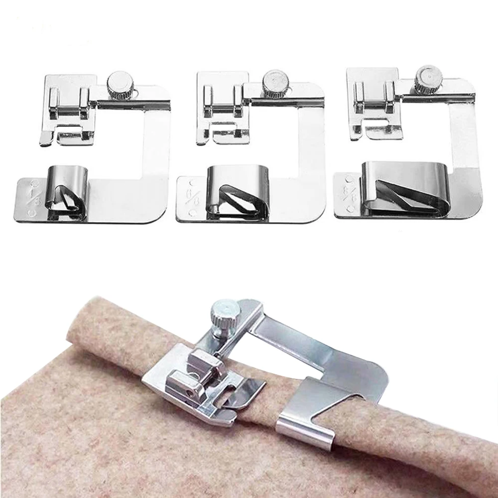 

Domestic Sewing Machine Foot Presser Rolled Hem Feet for Household Sewing Machine Parts Tool, Silver