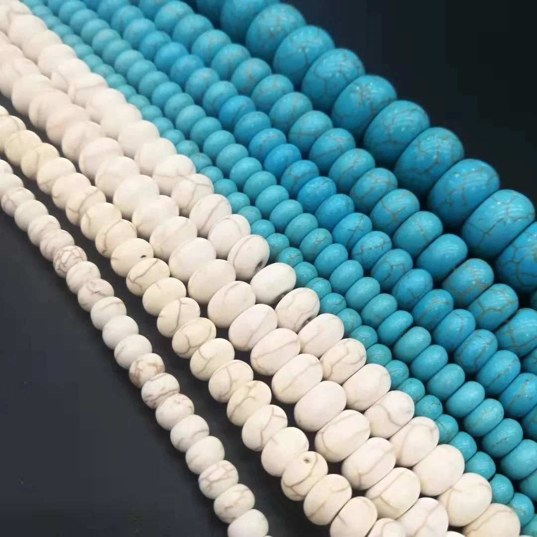 

Wholesale 4~14mm Blue/White/red/multicolor turquoise stone ,flat round Turquoise abacus Loose Spacer Beads strand