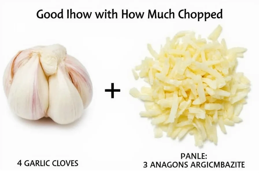 Hand chopping garlic cloves on cutting board