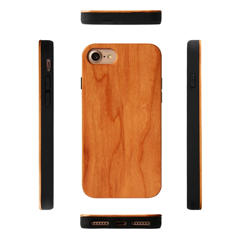 

24h Fast Shipping Factory Wood Phone Case Durable TPU Full Protective Cover For Iphone 7 8 Plus