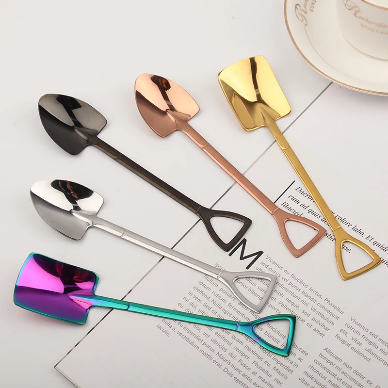 

Luxury spoons for dringking tea dessert Restaurant Stainless Steel metal reusable coffee gold spoon, Silver, rainbow, gold, rose gold, black