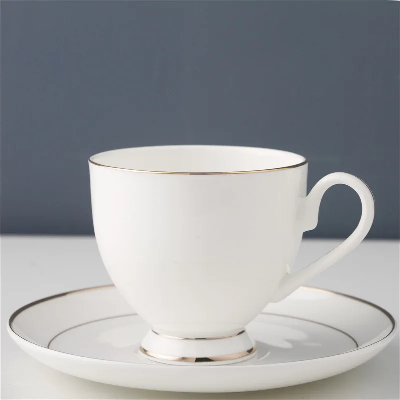 

Custom logo hotel gold rim bone china espresso coffee tea cup and saucer set, White/red or customized