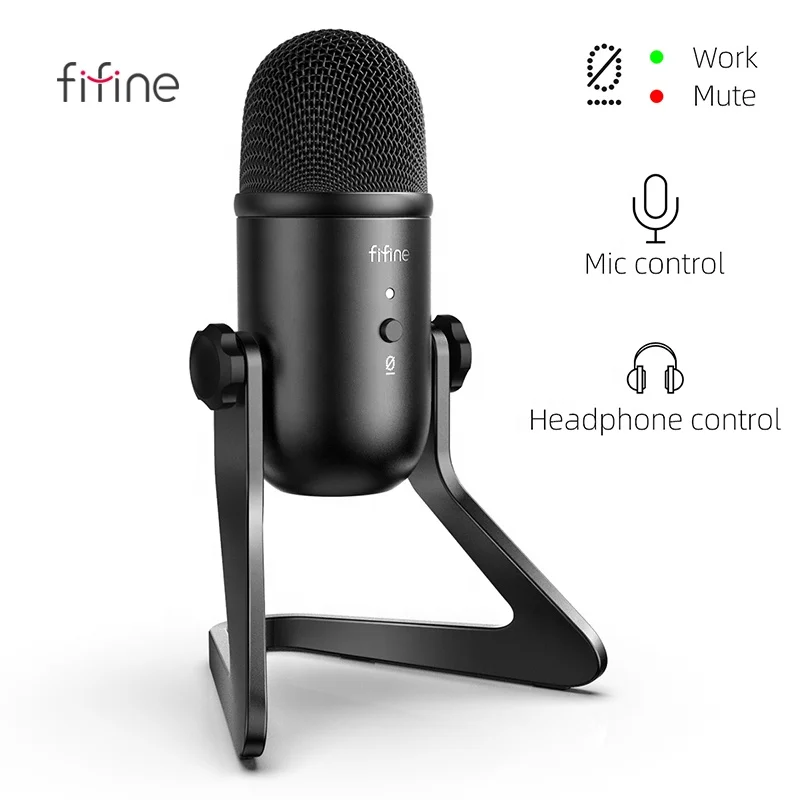 

Fifine Microfono Condensador Streaming Microphone With Metal Tripod Apply Professional Studio Recording K678