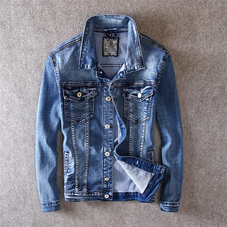 

Fashion Khaki Jeans Man Spring Distressed Denim Jackets Men Mens Winter Jacket Waterproof Chaqueta De Cuero Hombre, Shown