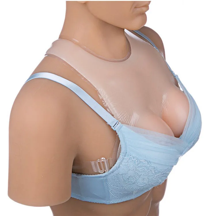 

URCHOICE Prosthetic fake breast Cross-dressing Postoperative Mastectomy bra silicone Artificial bib breast with shoulder strap, Skin color, brown