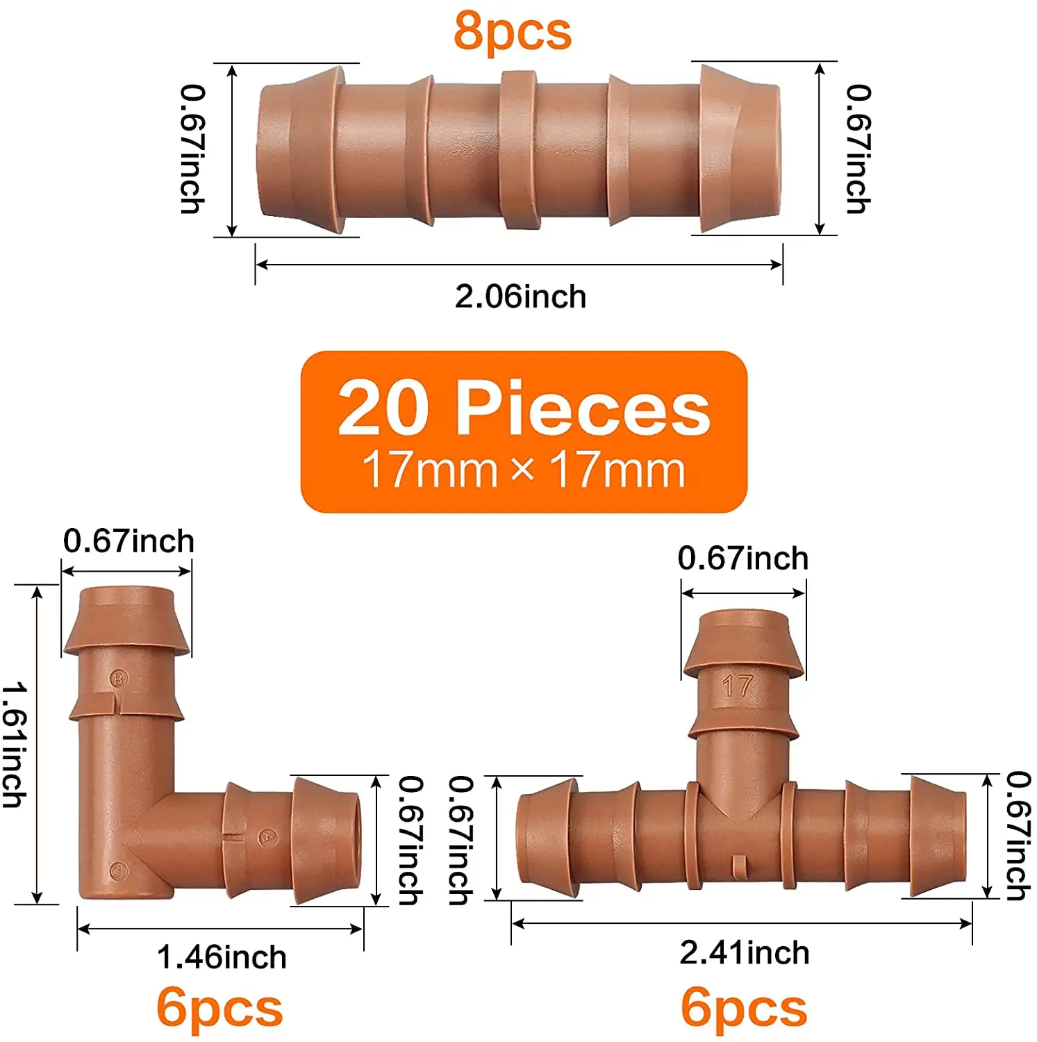 

Irrigation Drip Tape PP Fitting Barbed Coupling Pipe Connector Dn16, As shown