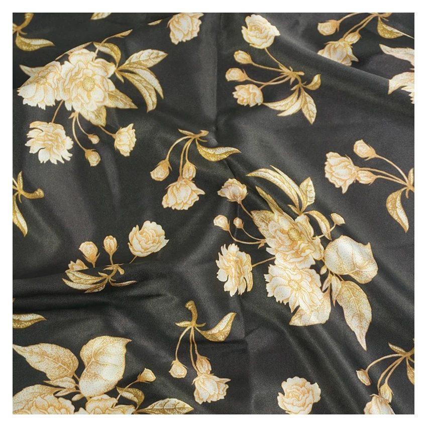 New Design Flower Floral Dress Imitated 100% Polyester Printed Emulation Silk Satin Fabric Wholesale Price Per Meter