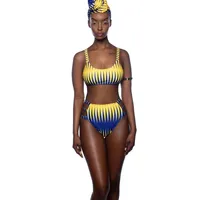 

Sexy Swim Wear Women African Print Bikini Fashion Ladies High Waisted Bathing Suit