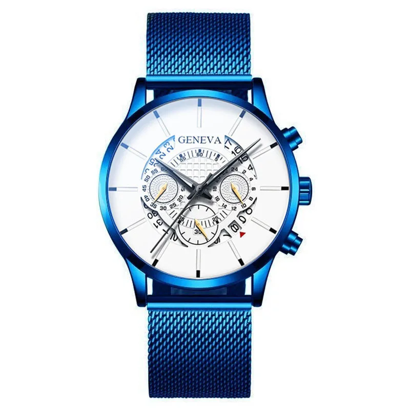 

Ultra-thin Wrist Watches For Women And Men Royal Blue Mesh Band Unisex Gift Watches Dress Business Bracelet Geneva Watches