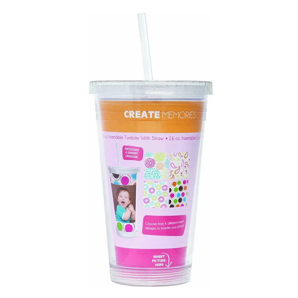 

paper Insert ACRYLIC TUMBLERS 16oz Double Insulated with lid and straw photo insert tumbler DIY Photo Tumbler, Customized color