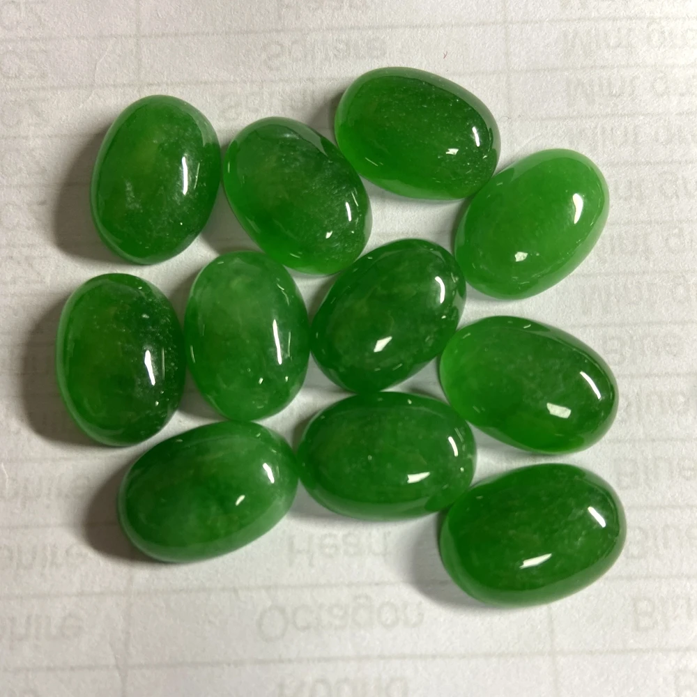 

HQ GEMS Natural Green Myanmar Jadeite Loose Gemstone Flatback Cabochon Beads Burmese Jade Stone Price