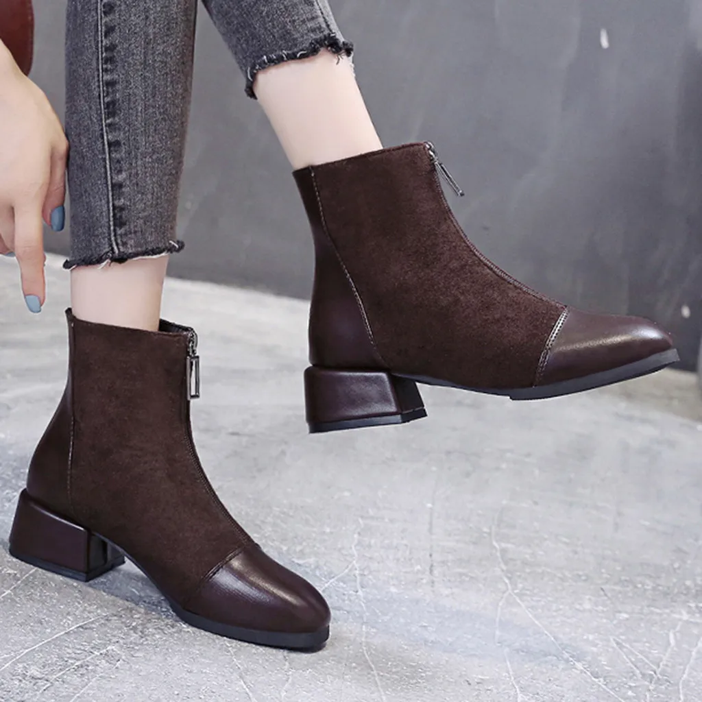 

New Women Suede Boots Boots Women Winter 2021 Women Ladies Ankle Booties Round Toe Solid Boots Casual Outdoor Shoes Botas Mujer