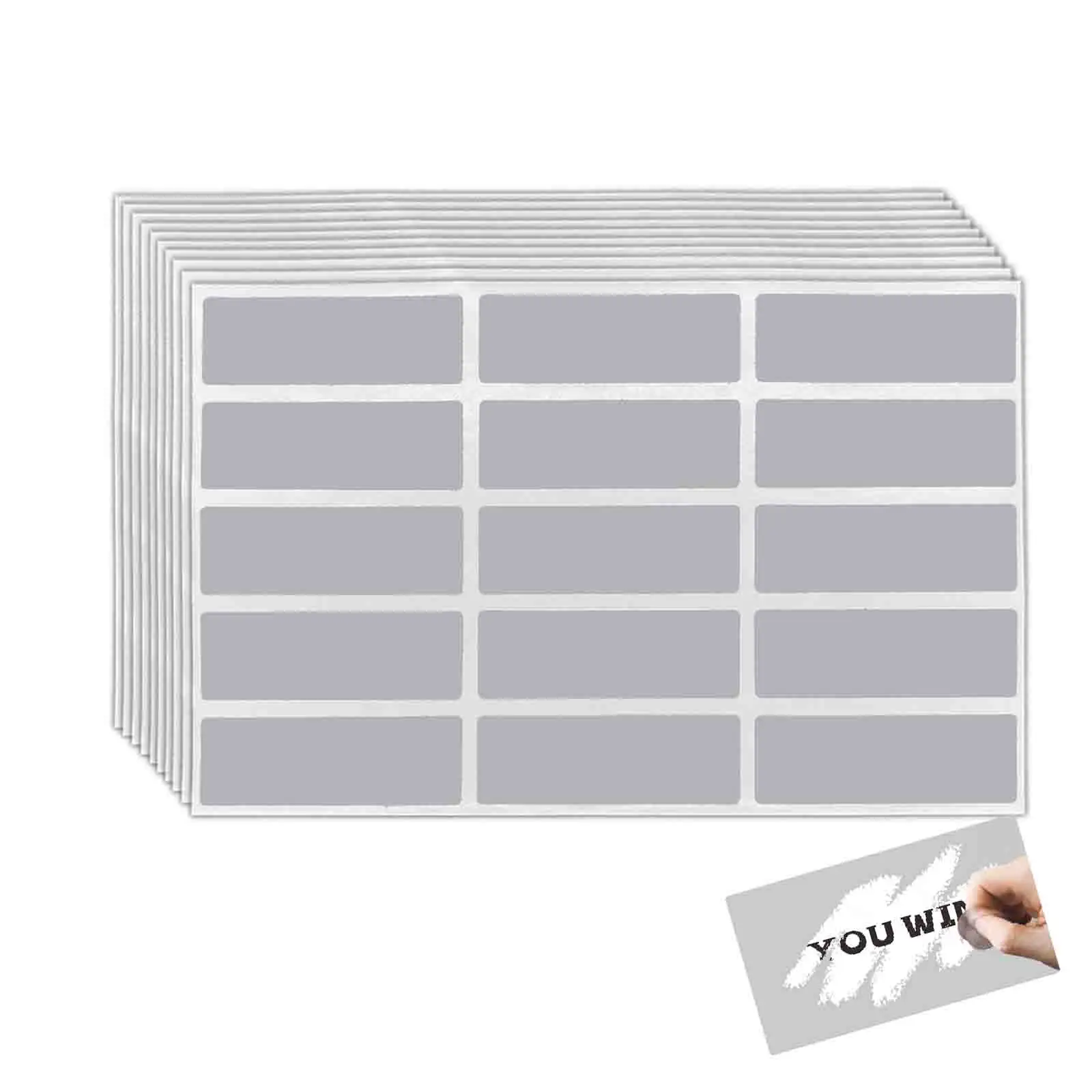 Bulk 15*48mm Grey Rectangle Scratch-off Stickers Family Games Wedding Planning Surprise Tags Packaging Labels