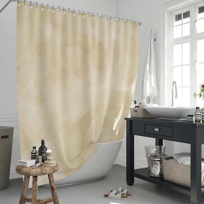 

Designer Inspired Bathroom Curtain Waterproof Polyester Beige Shower Curtain