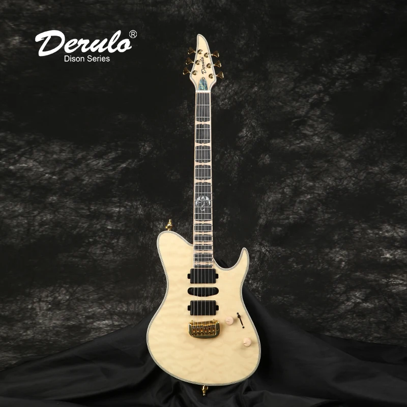 

Derulo Electric Guitar OEM Custom 6Strings Electric Guitar Quilted Maple Top 5 Pice Neck Custombody & Fingerboard Customshop