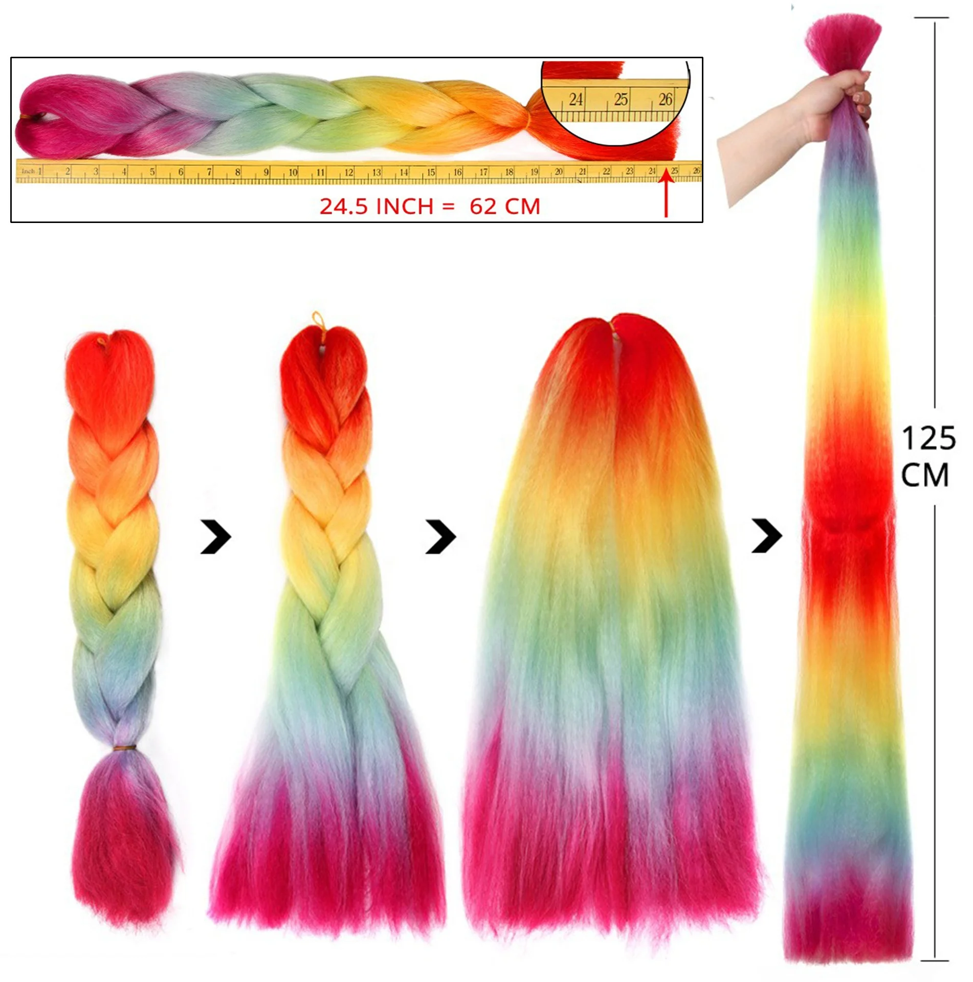 

Synthetic Braiding Hair Gradient Color Wig Braids Hair Rope For African Hair Extension, Pic showed