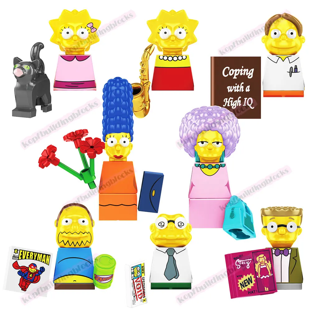 

SP1016 Simpsons Family Block Figure Marge Lisa Morman Simpson Martin Patty Building Block Figure Kids Collect Plastic Toy