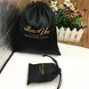 Custom Black Satin Lashes Packaging Bags With Copper Gold