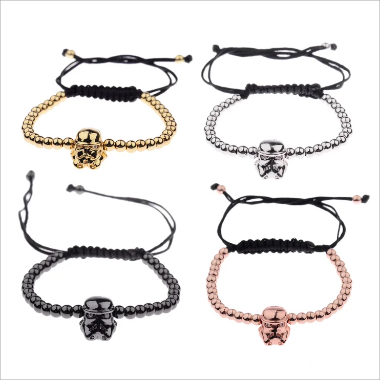 

New arrival beads zirconia CZ adjustable funny funky bangle fancy darth vader jewelry hand chain star movie wars bracelet, Picture