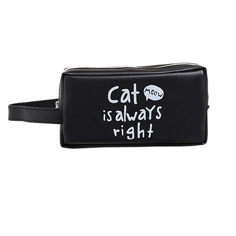 

Neceser De Viaje Organizador Maquillaje Cartoon Cat Large Capacity Portable Letter printed make up bag Silicone Cosmetic Bag