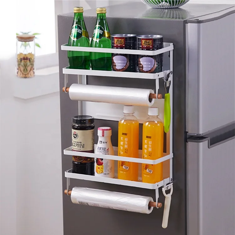 

2-3 layers magnetic refrigerator side hanger kitchen storage holders & racks spice seasoning container shelf household items, Customized color