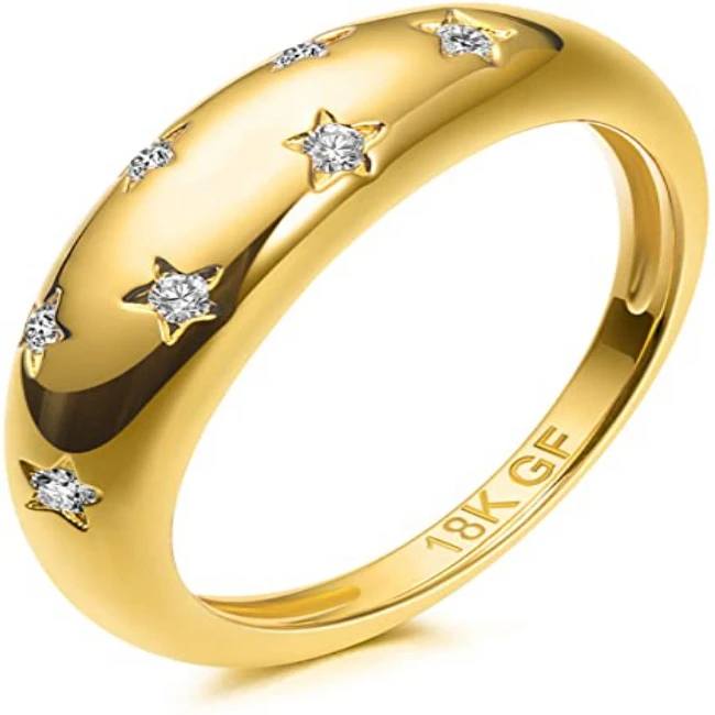 

Fashion Star Shiny Dome Ring Gold Diamond Ring for Women