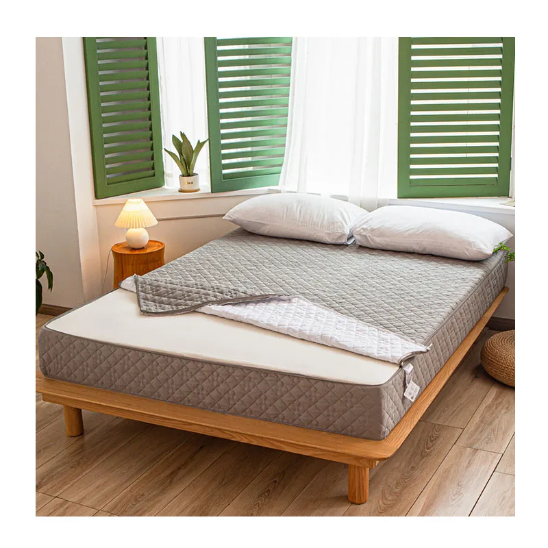 Queen king Size Coprimaterasso Con Cerniera Cotton Side Soft and Warm Breathable Six Sides Full Cover Zipper Bed Mattress Cover