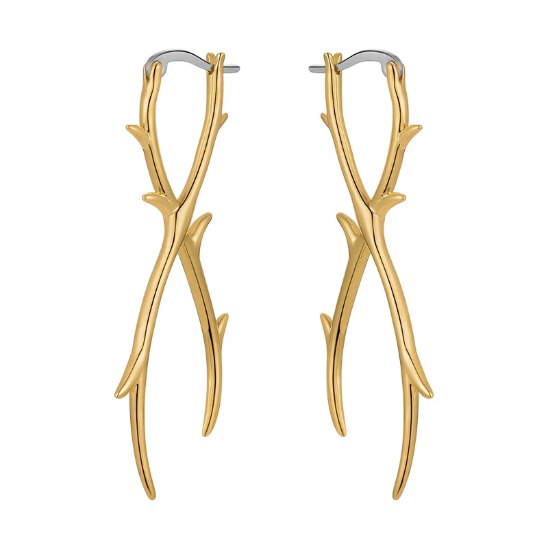 

Original Design 18K Gold Plated Brass Jewelry Thistle Thorn Set For Women Piercing Earings Hoop Earrings E221398